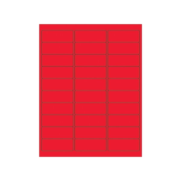 Bsc Preferred 2 5/8 x 1'' Fluorescent Red Removable Rectangle Laser Labels, 3000PK BUY00019359 - main